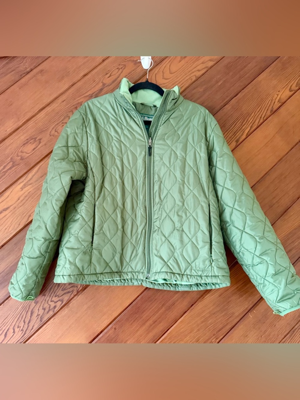 L.L. Bean Diamond Quilted Insulated Jacket Women's L Olive Green Full Zip